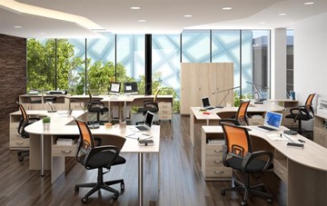 Набор мебели в офис SIMPLE с эргономичными столами и тумбами в Благовещенске - предосмотр 3